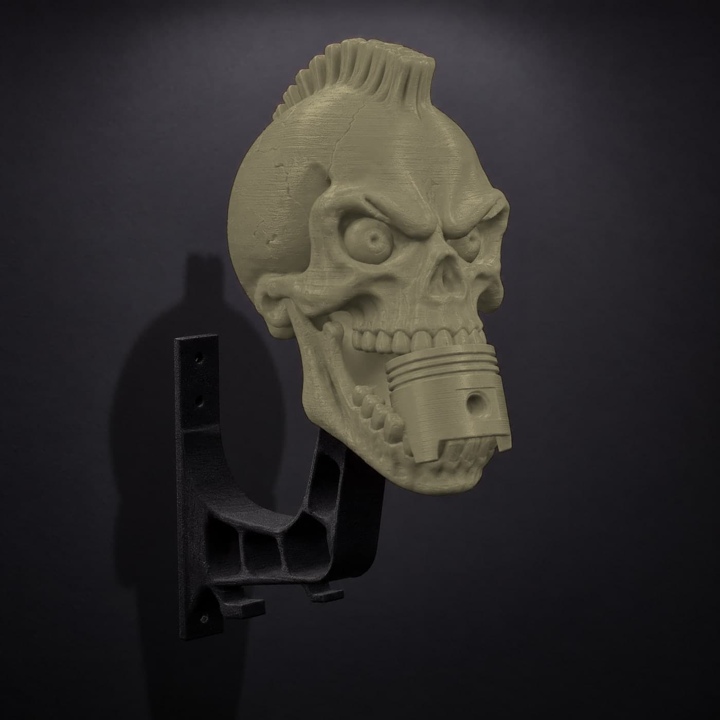 A Militia Olive piston skull mount fixed to the wall